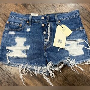 Levi's Blue Distressed Jean Shorts